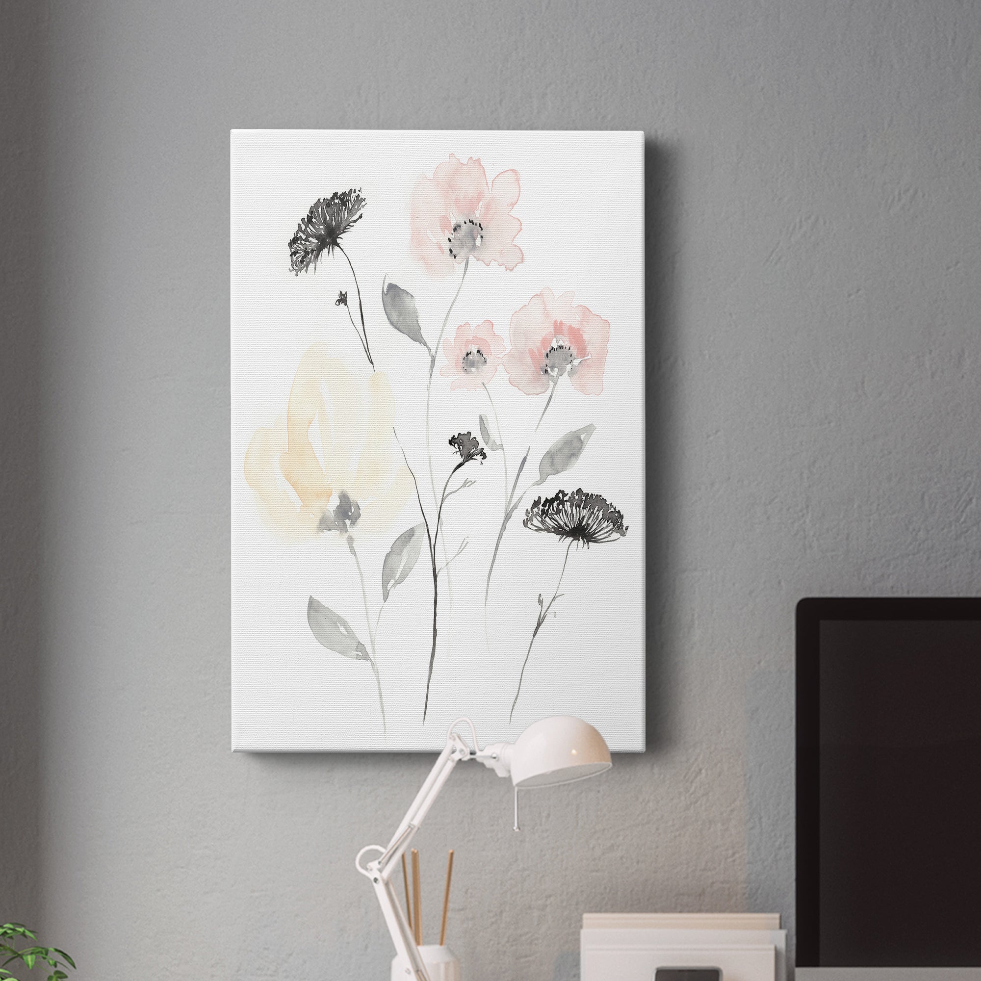 Blush & Black Wildflowers II Premium Gallery Wrapped Canvas - Ready to Hang
