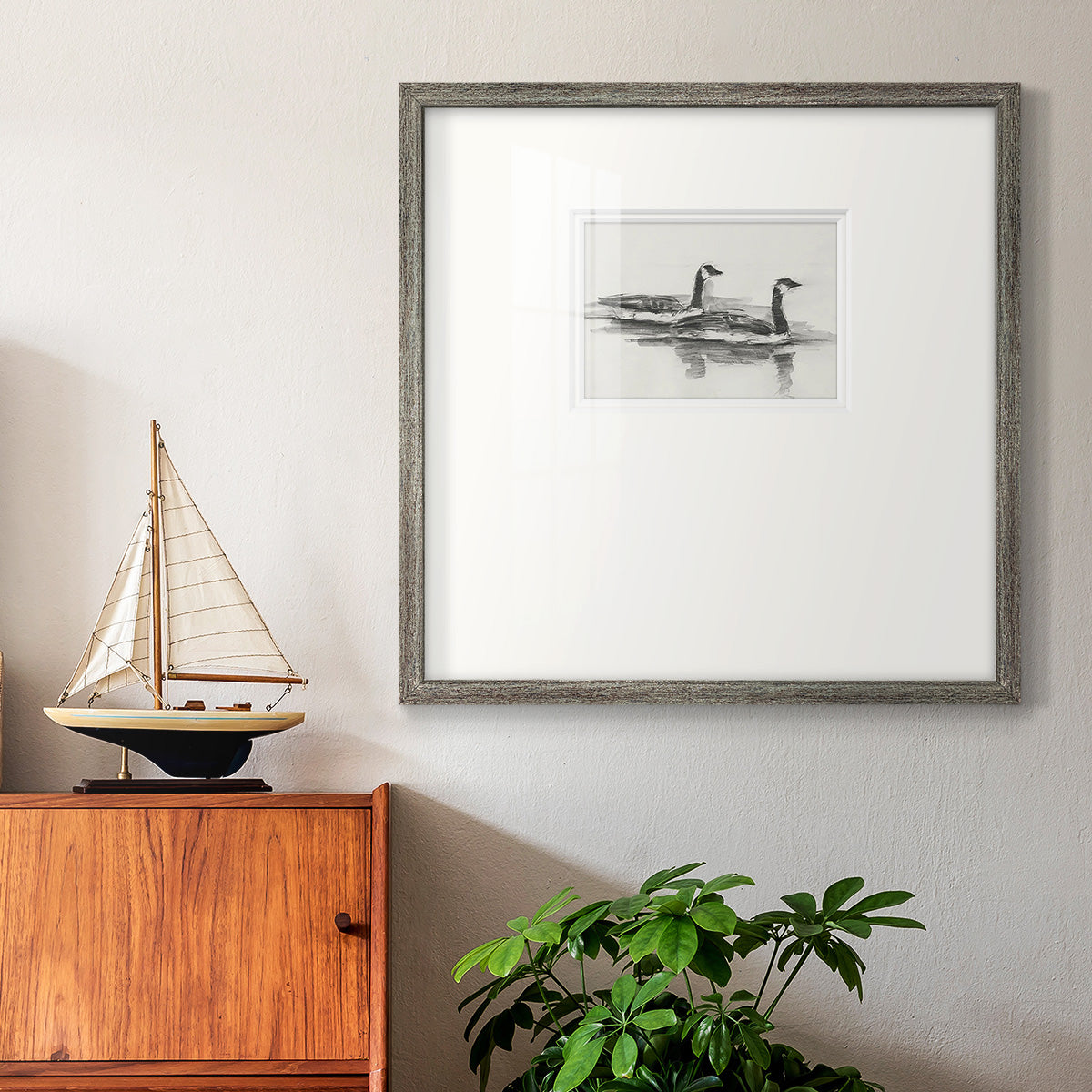 Geese Study I Premium Framed Print Double Matboard