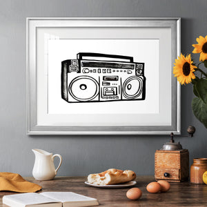 Boombox Sketch - Modern Framed Art Print