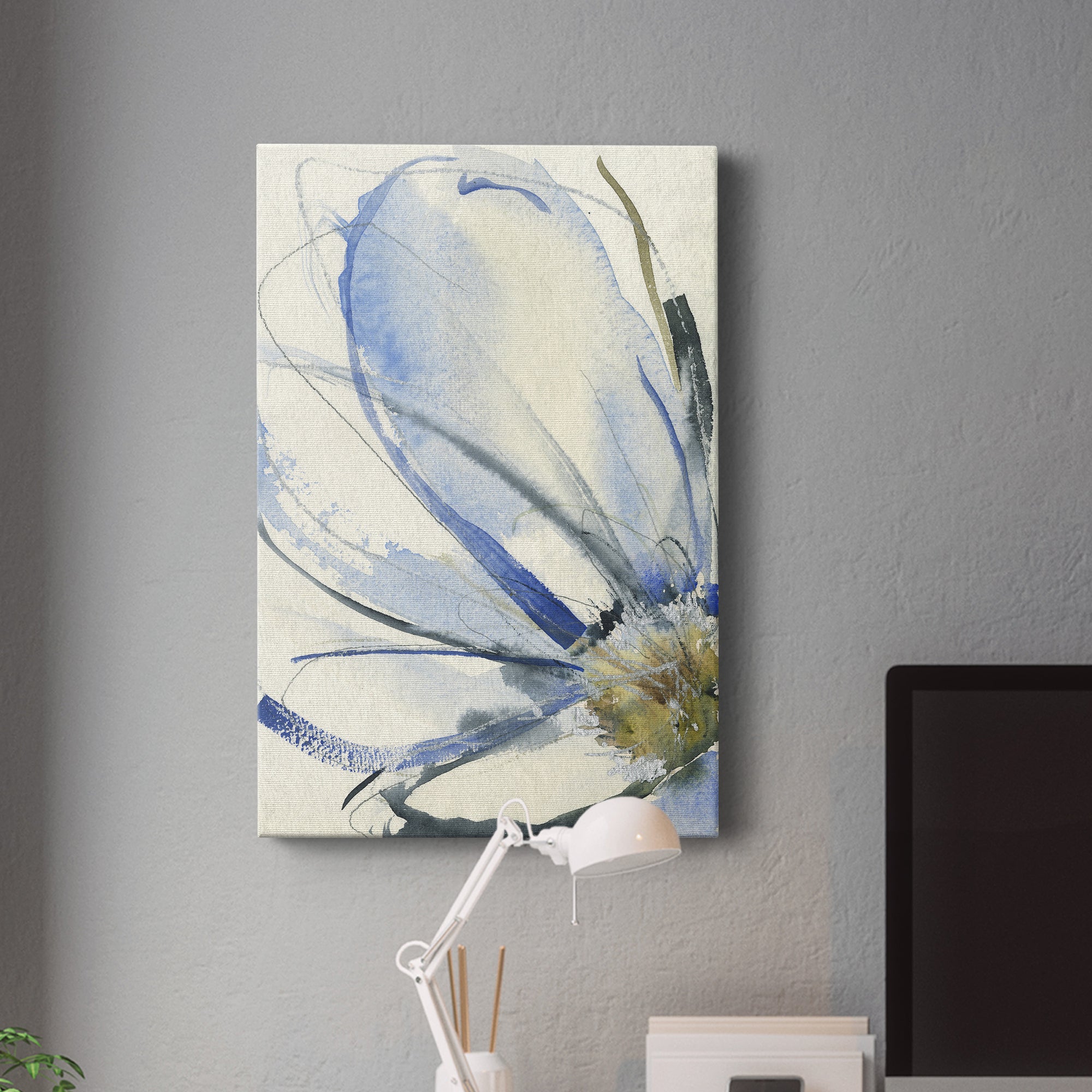 Cobalt & Paynes Petals I Premium Gallery Wrapped Canvas - Ready to Hang