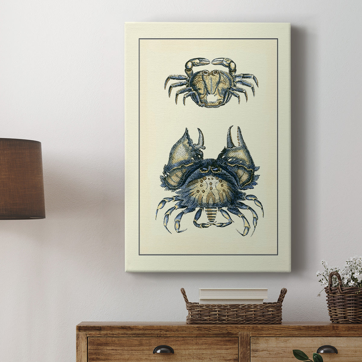 Antique Blue Crabs I Premium Gallery Wrapped Canvas - Ready to Hang