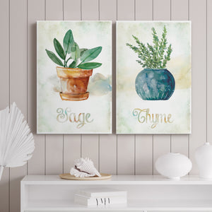 Potted Sage Premium Gallery Wrapped Canvas - Ready to Hang - Set of 2 - 8 x 12 Each