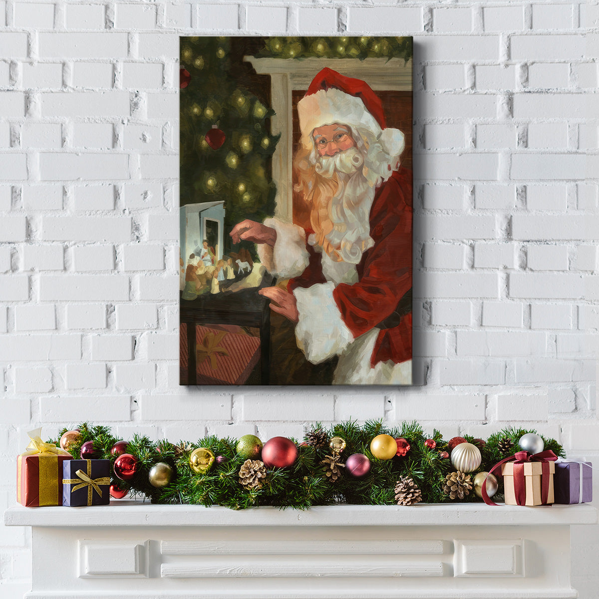 Saint Nick and the Nativity - Gallery Wrapped Canvas