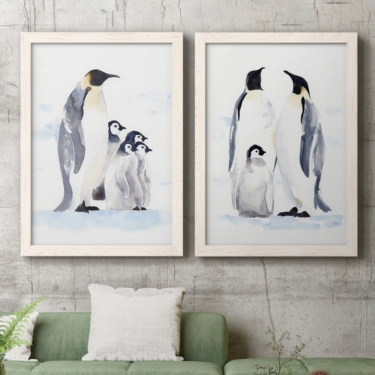 Emperor Penguins I - Premium Framed Canvas 2 Piece Set - Ready to Hang