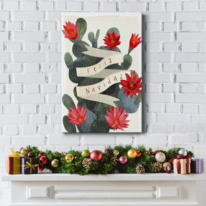 Desert Christmas Cactus I - Gallery Wrapped Canvas