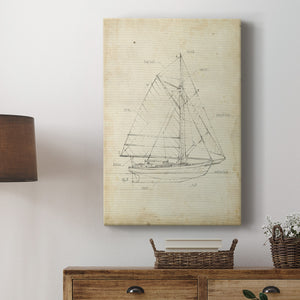 Sailboat Blueprint III Premium Gallery Wrapped Canvas - Ready to Hang