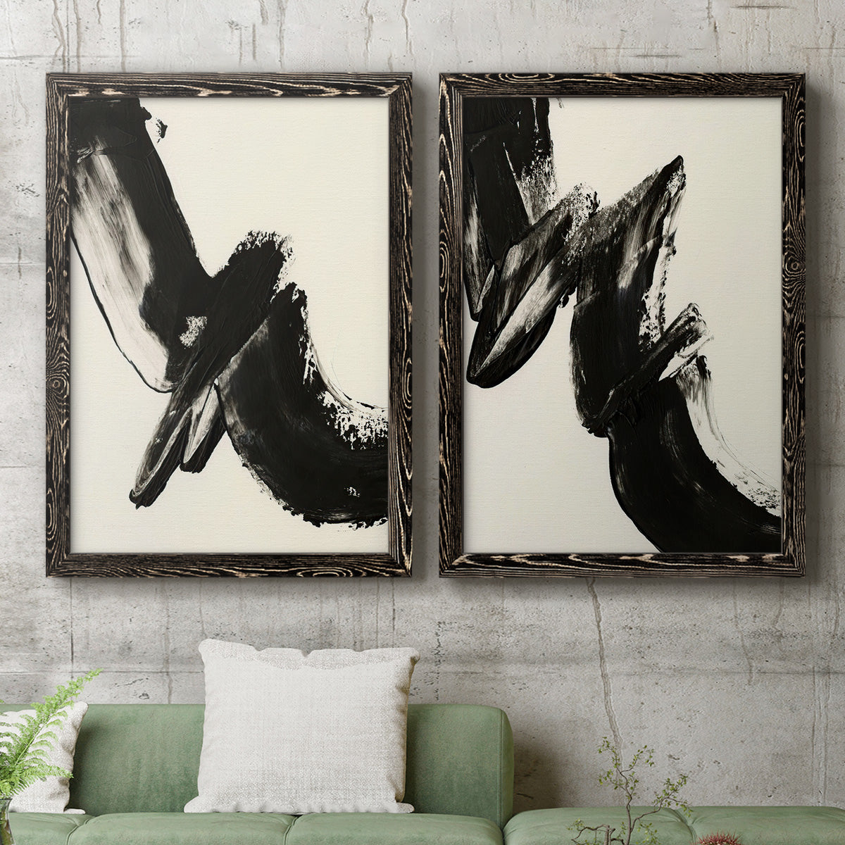 Black Expression I - Premium Framed Canvas 2 Piece Set - Ready to Hang