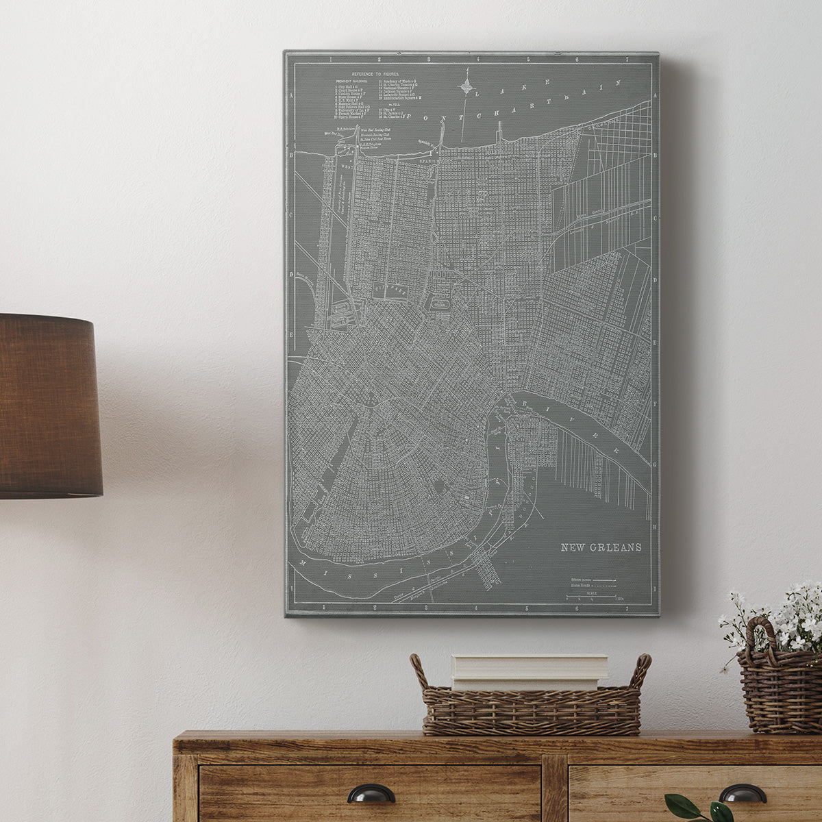 City Map of New Orleans Premium Gallery Wrapped Canvas - Ready to Hang
