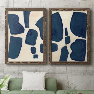 Blue Pieces I - Barnwood Framed Canvas Set
