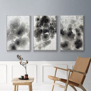 Marbling X - Framed Premium Gallery Wrapped Canvas L Frame 3 Piece Set - Ready to Hang