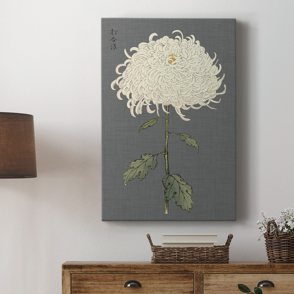 Dramatic Ivory Mums II Premium Gallery Wrapped Canvas - Ready to Hang