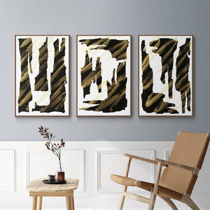 Onyx Obelisks I - Framed Premium Gallery Wrapped Canvas L Frame 3 Piece Set - Ready to Hang