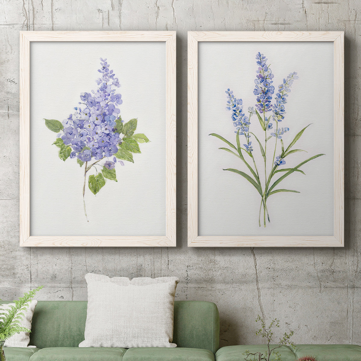 Dainty Botanical Lilac - Premium Framed Canvas 2 Piece Set - Ready to Hang