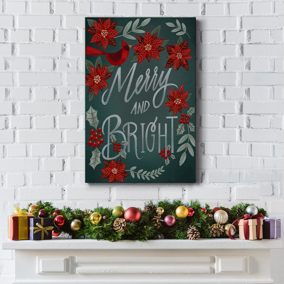 Red Flowers Christmas I - Gallery Wrapped Canvas