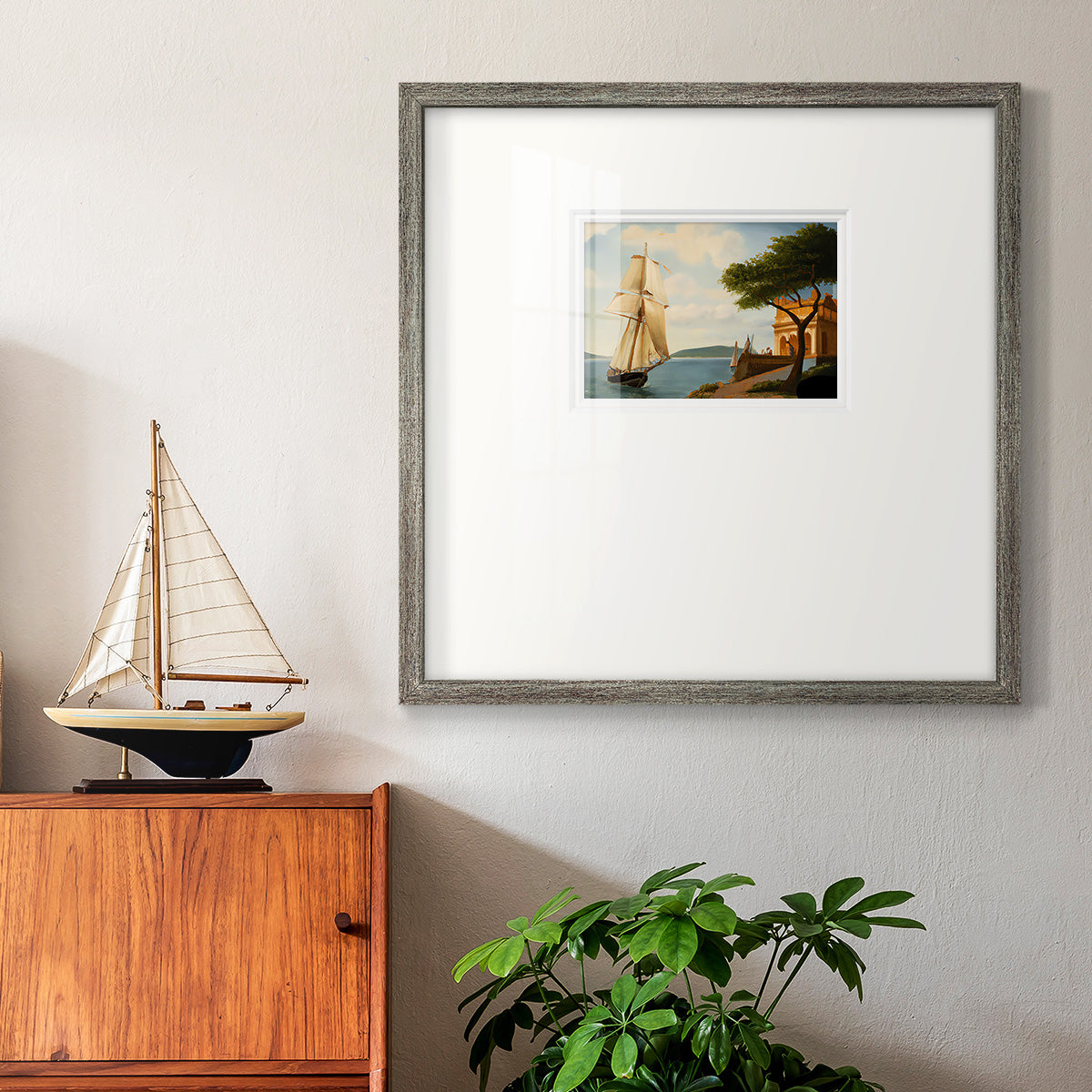 Sail Boat on the Edge Premium Framed Print Double Matboard