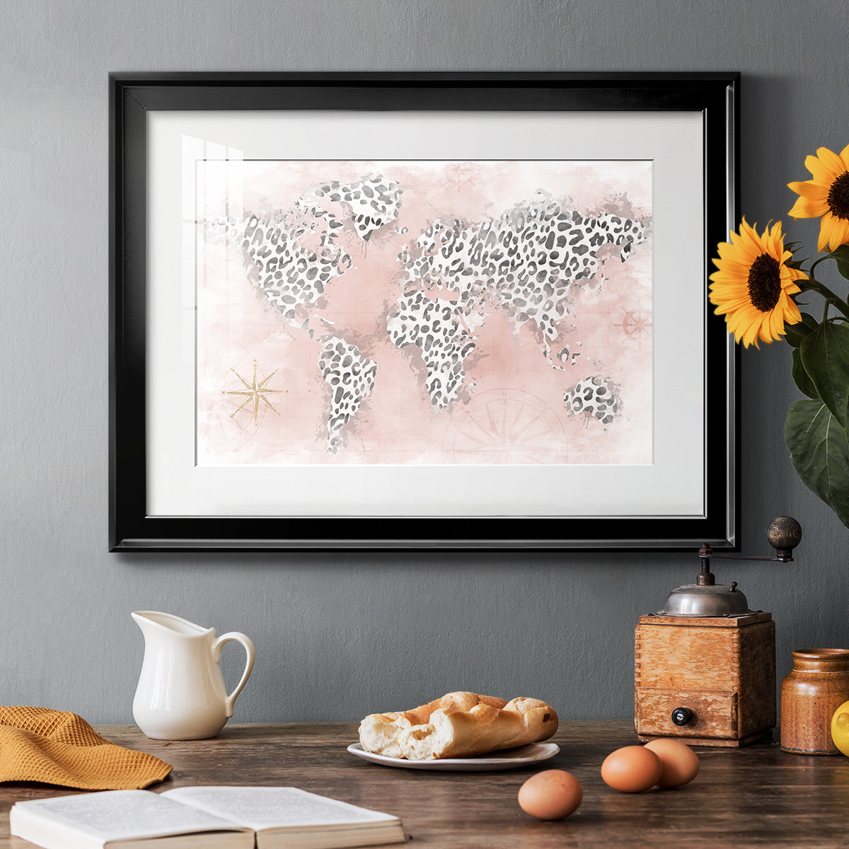 Pink Cheetah Map Premium Framed Print - Ready to Hang