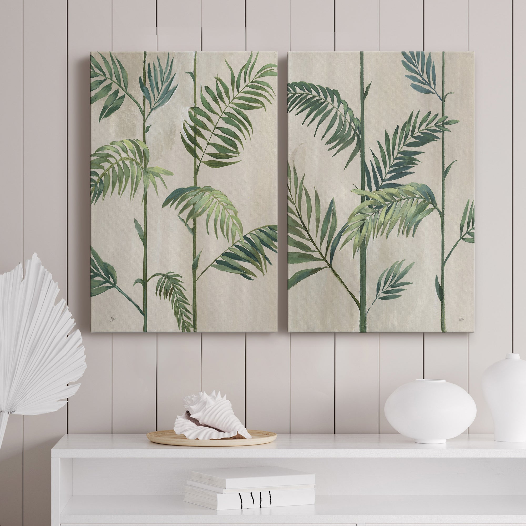Modern Fronds I Premium Gallery Wrapped Canvas - Ready to Hang - Set of 2 - 8 x 12 Each