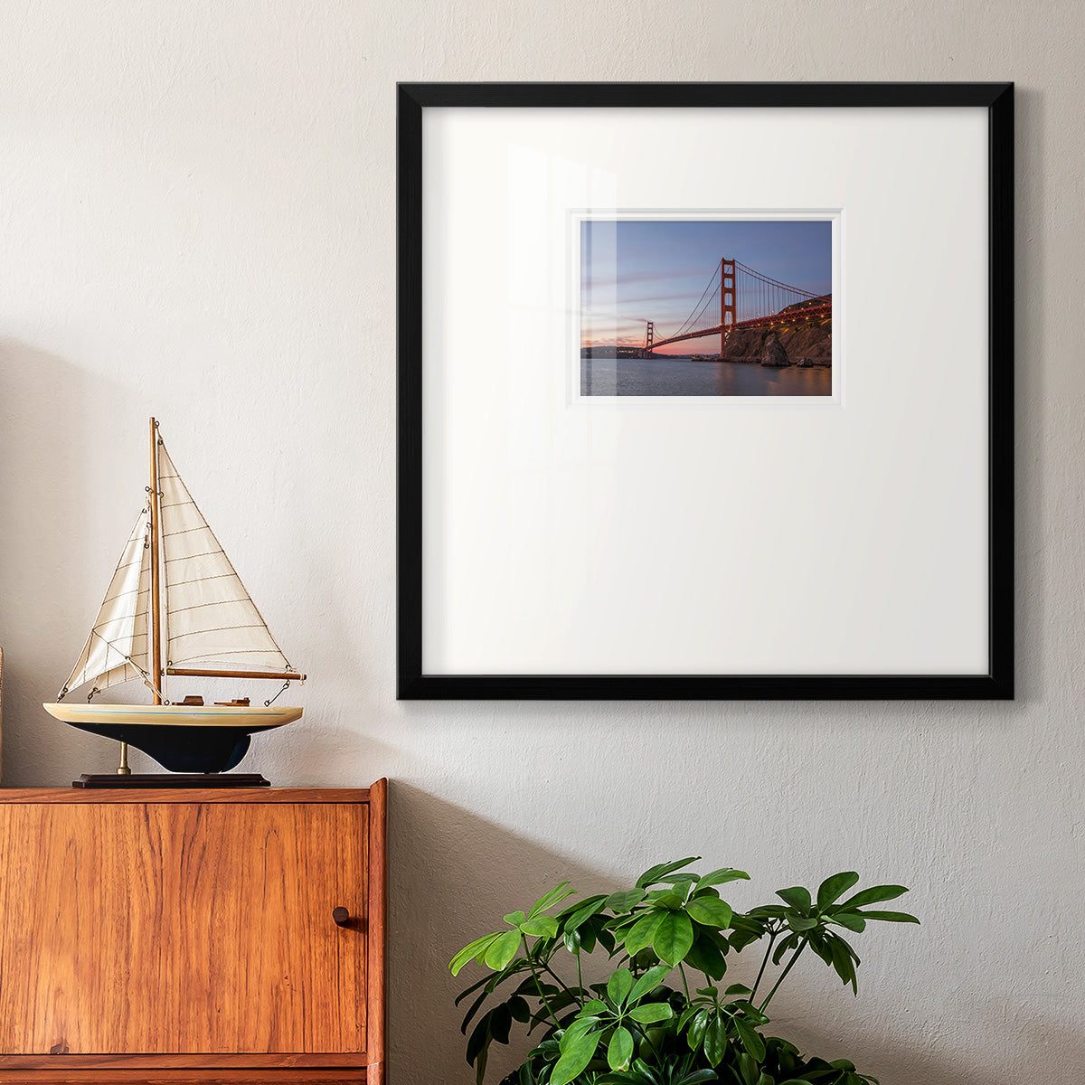 Golden Gate Span Premium Framed Print Double Matboard