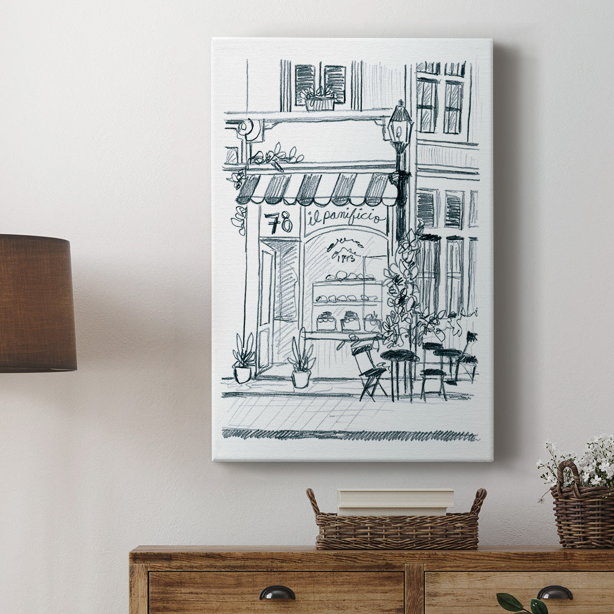 Italian Street Sketch I Premium Gallery Wrapped Canvas - Ready to Hang