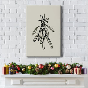 Mistletoe Sketch with Bows II - Gallery Wrapped Canvas