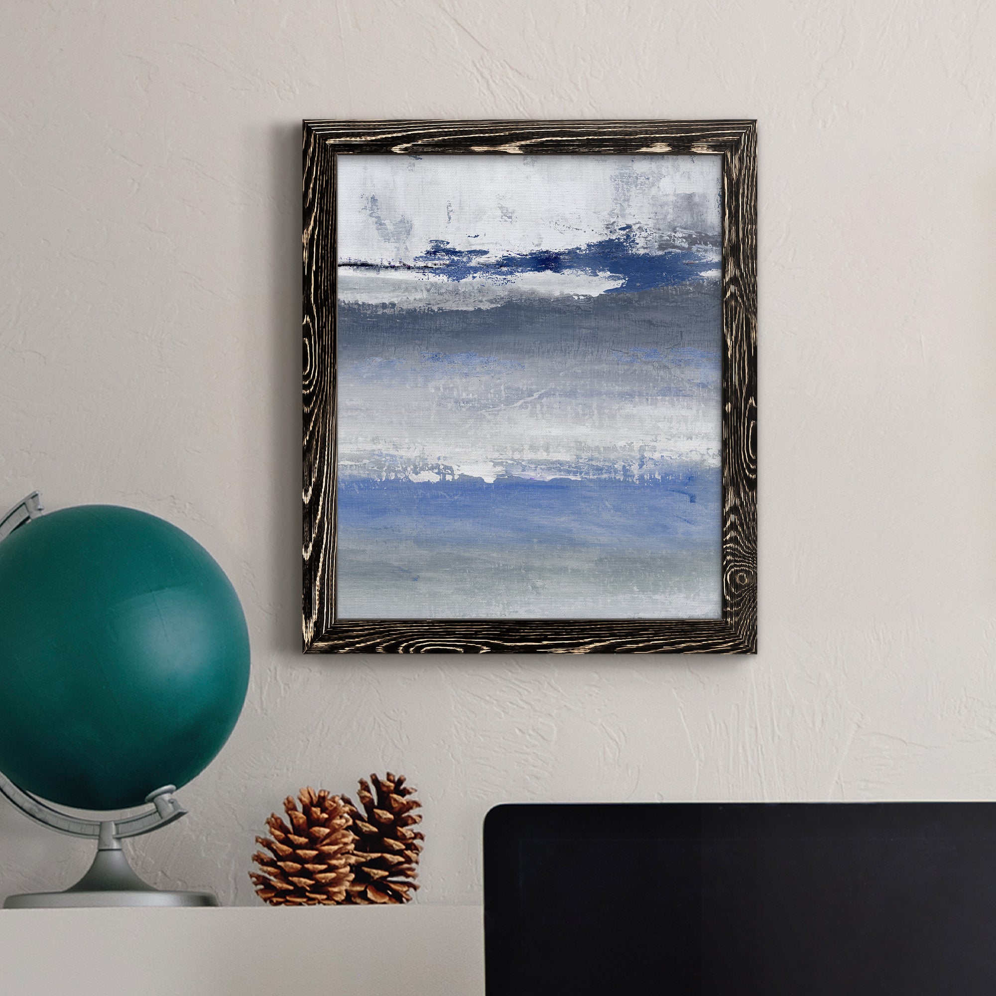 Soft Solace Indigo - Premium Canvas Framed in Barnwood - Ready to Hang