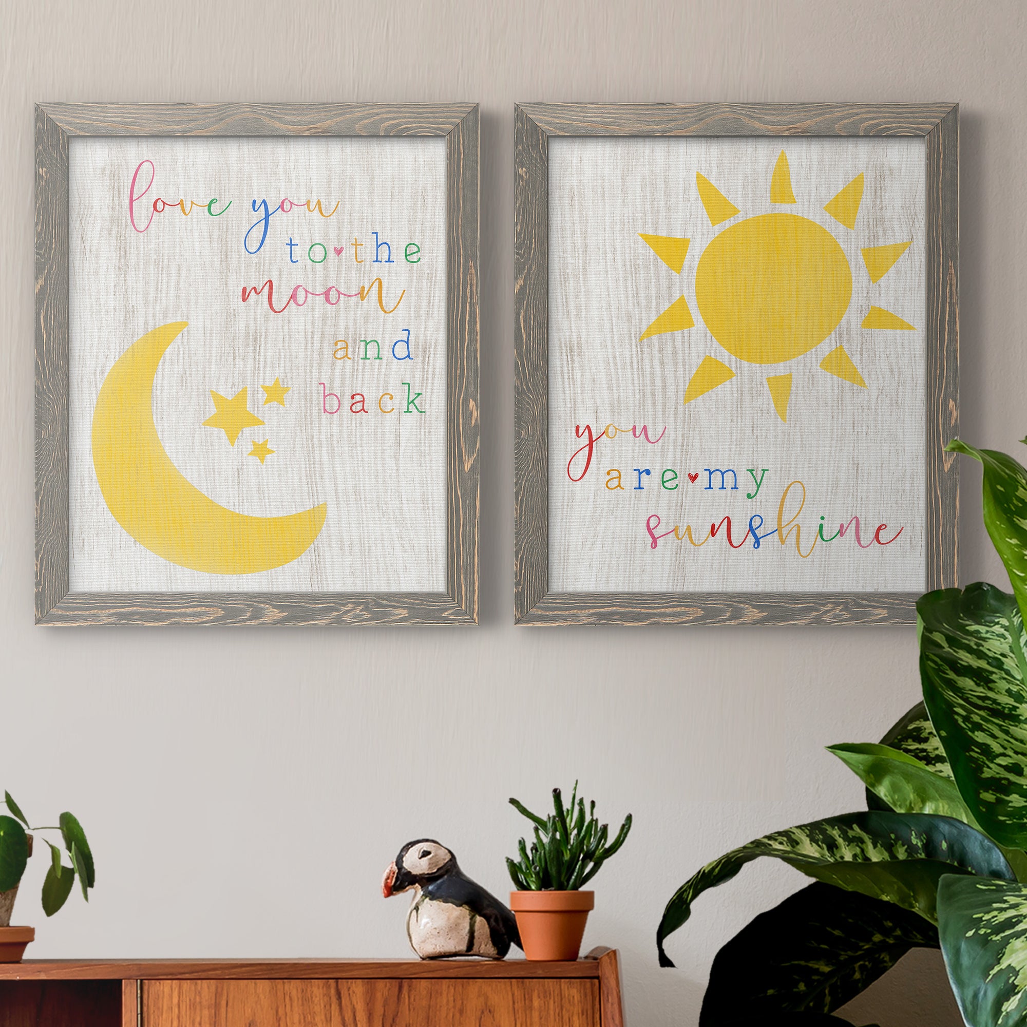 To the Moon and Back- Premium Framed Canvas in Barnwood - Ready to Hang