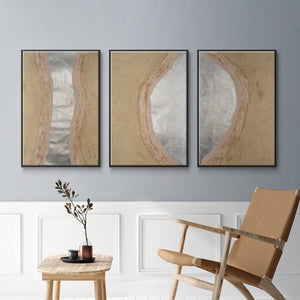Silver Lake I - Framed Premium Gallery Wrapped Canvas L Frame 3 Piece Set - Ready to Hang