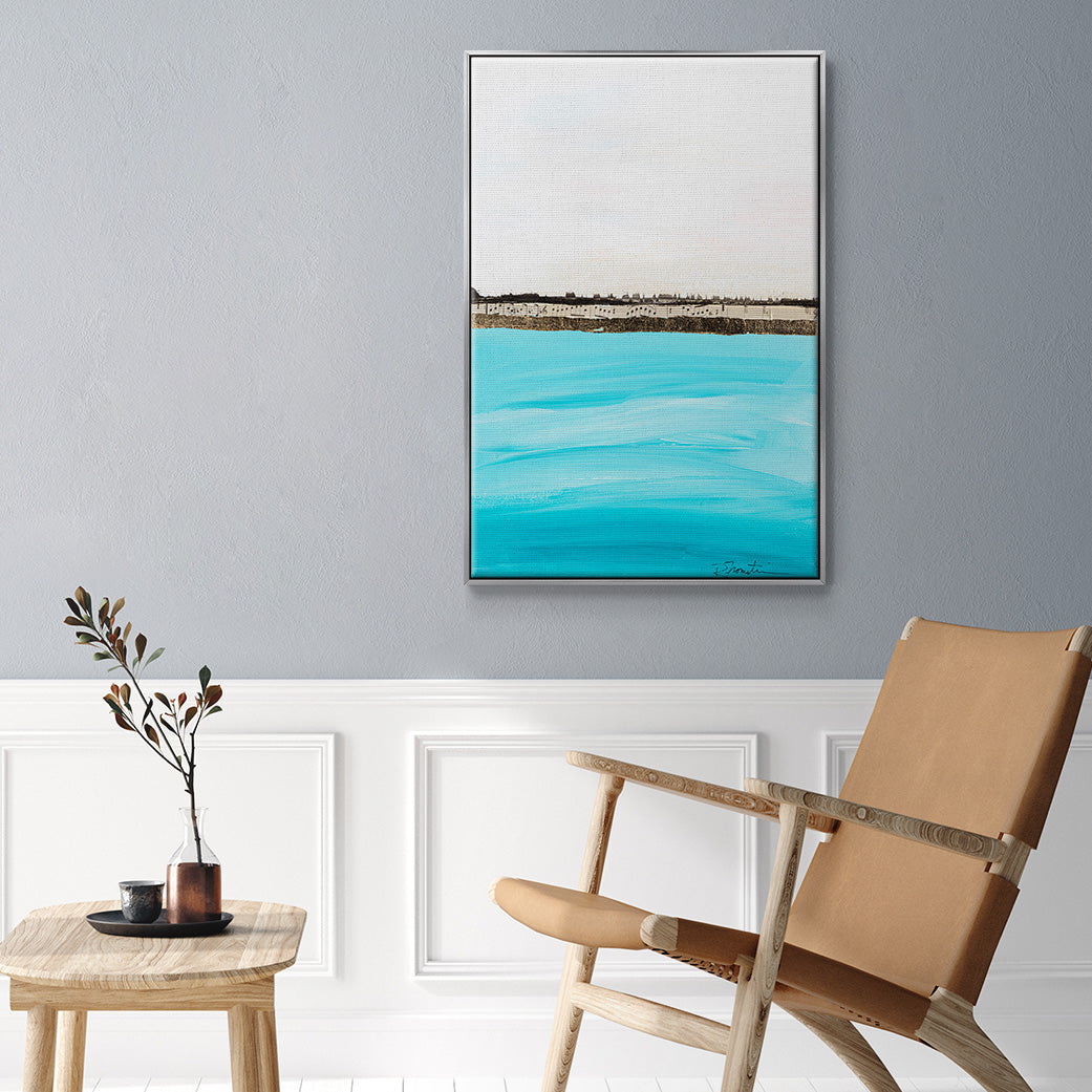Harmony in Turquiose - Framed Premium Gallery Wrapped Canvas L Frame - Ready to Hang