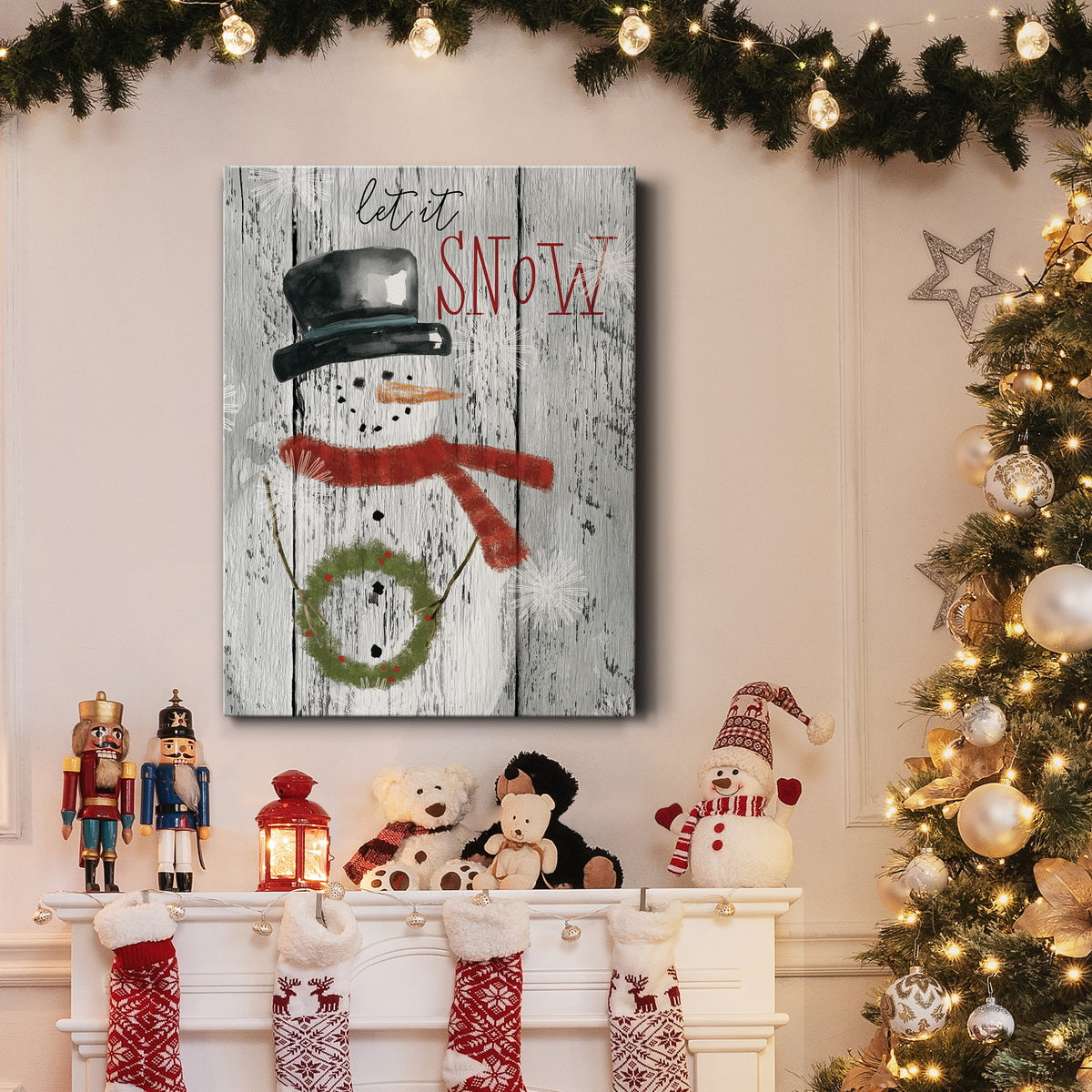 Let It Snow Snowman Premium Gallery Wrapped Canvas - Ready to Hang