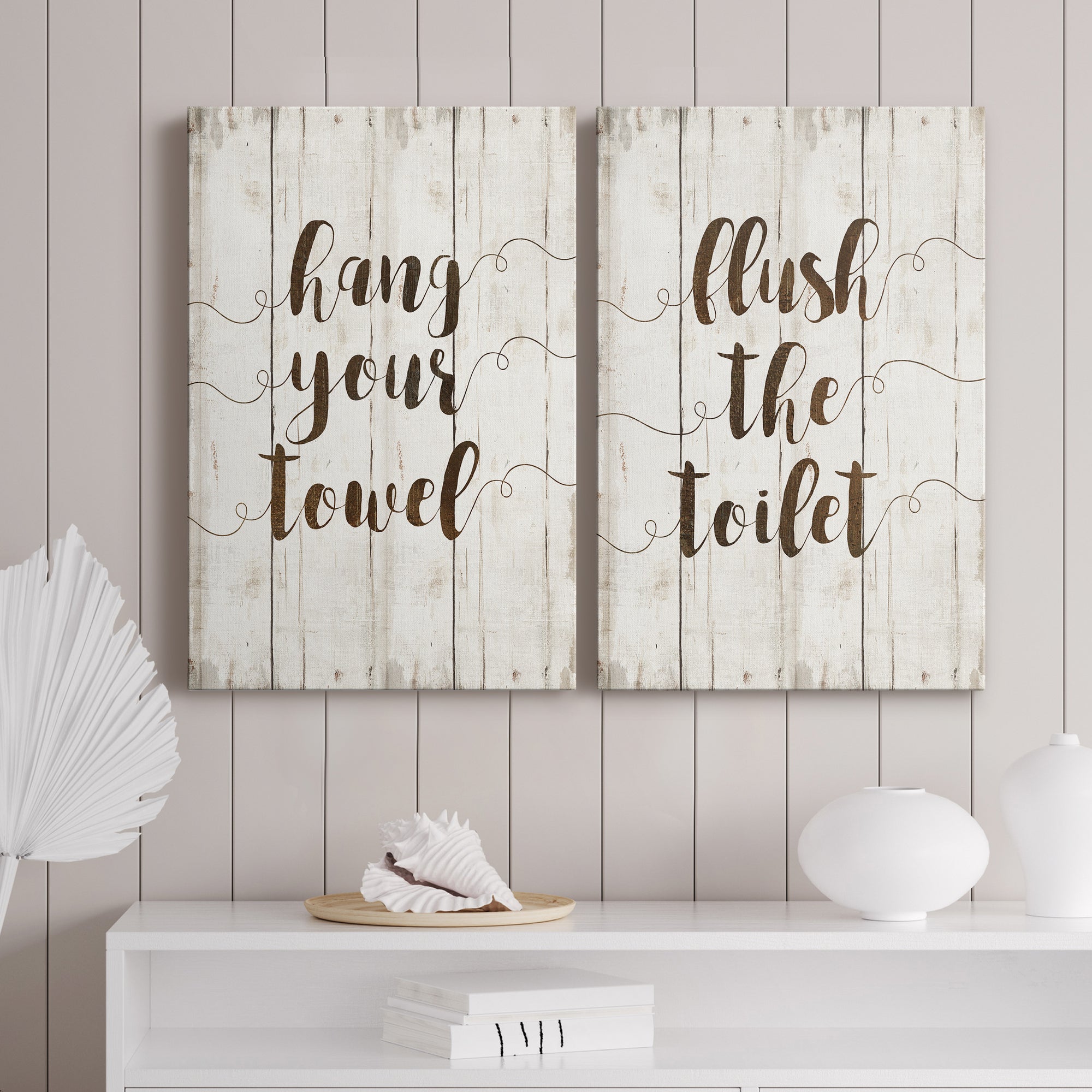 Hang Your Towel Premium Gallery Wrapped Canvas - Ready to Hang - Set of 2 - 8 x 12 Each