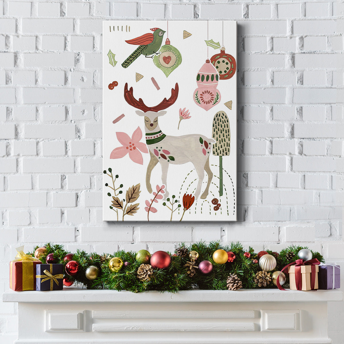 Reindeer Wishes Collection B - Gallery Wrapped Canvas