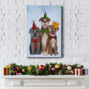 Christmas Party Mutts - Gallery Wrapped Canvas