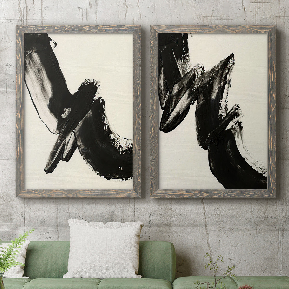 Black Expression I - Premium Framed Canvas 2 Piece Set - Ready to Hang