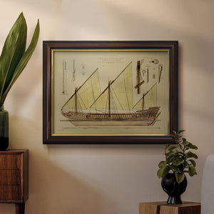 Antique Ship Plan VI Premium Framed Canvas- Ready to Hang