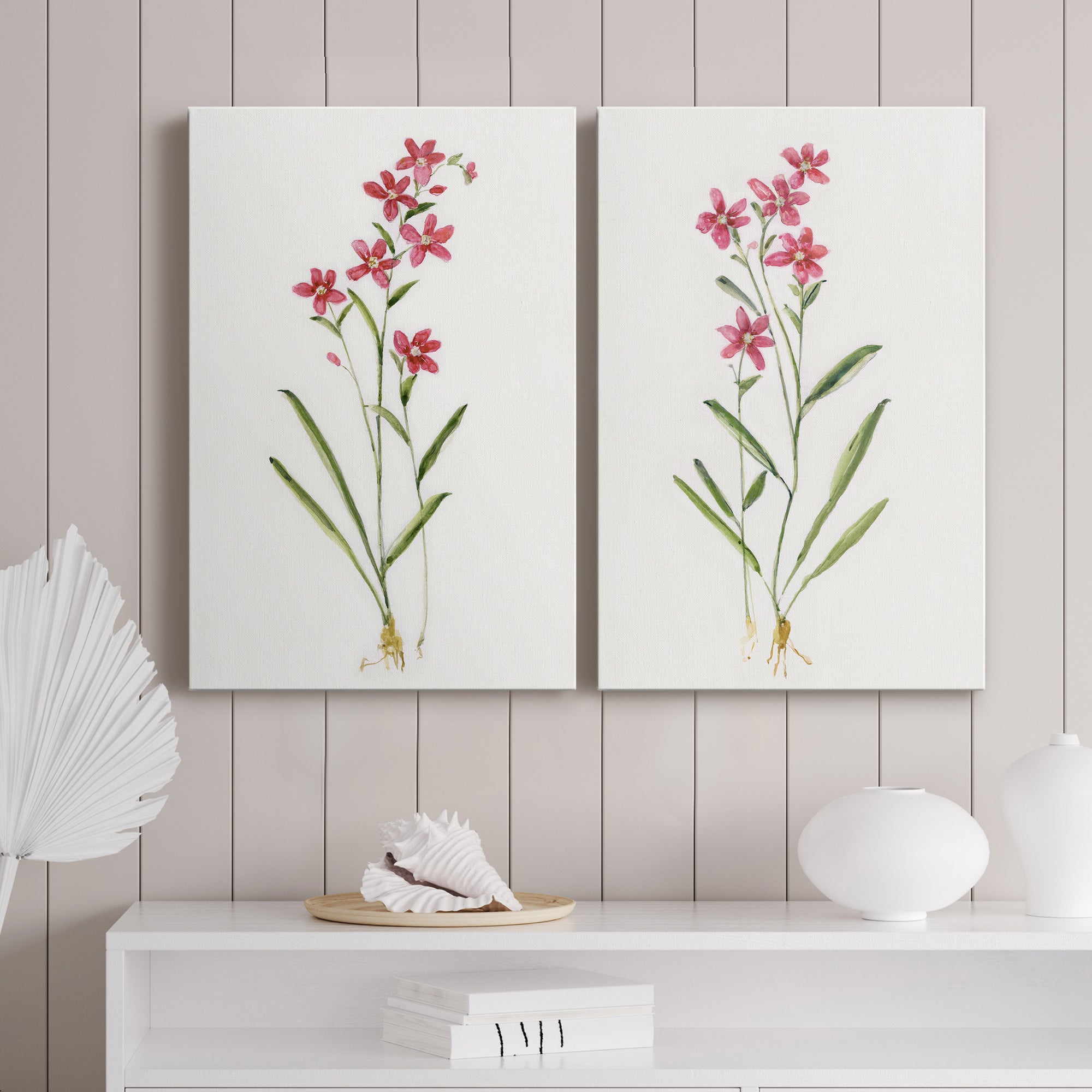Delicate Pink I Premium Gallery Wrapped Canvas - Ready to Hang - Set of 2 - 8 x 12 Each