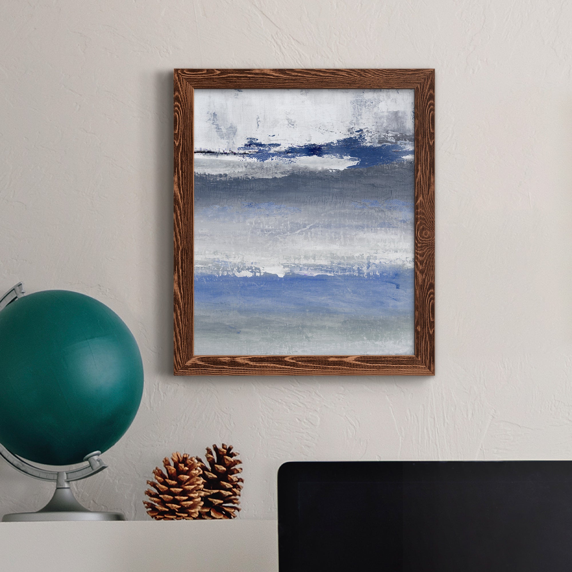 Soft Solace Indigo - Premium Canvas Framed in Barnwood - Ready to Hang