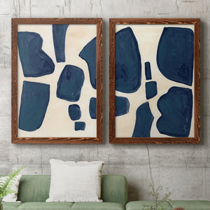 Blue Pieces I - Barnwood Framed Canvas Set