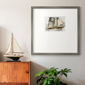 White and Gold Sails Premium Framed Print Double Matboard