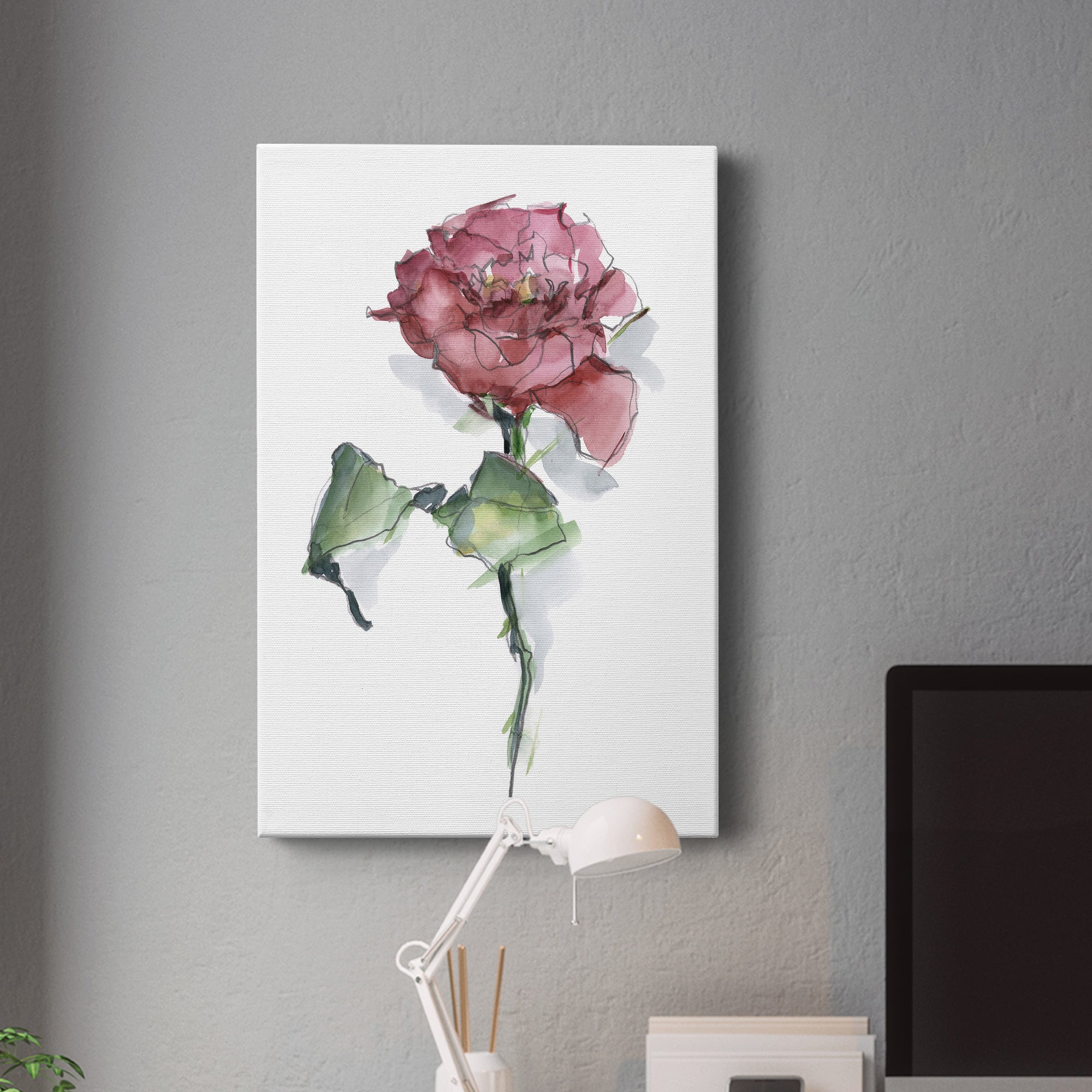 Watercolor Floral Contour I Premium Gallery Wrapped Canvas - Ready to Hang