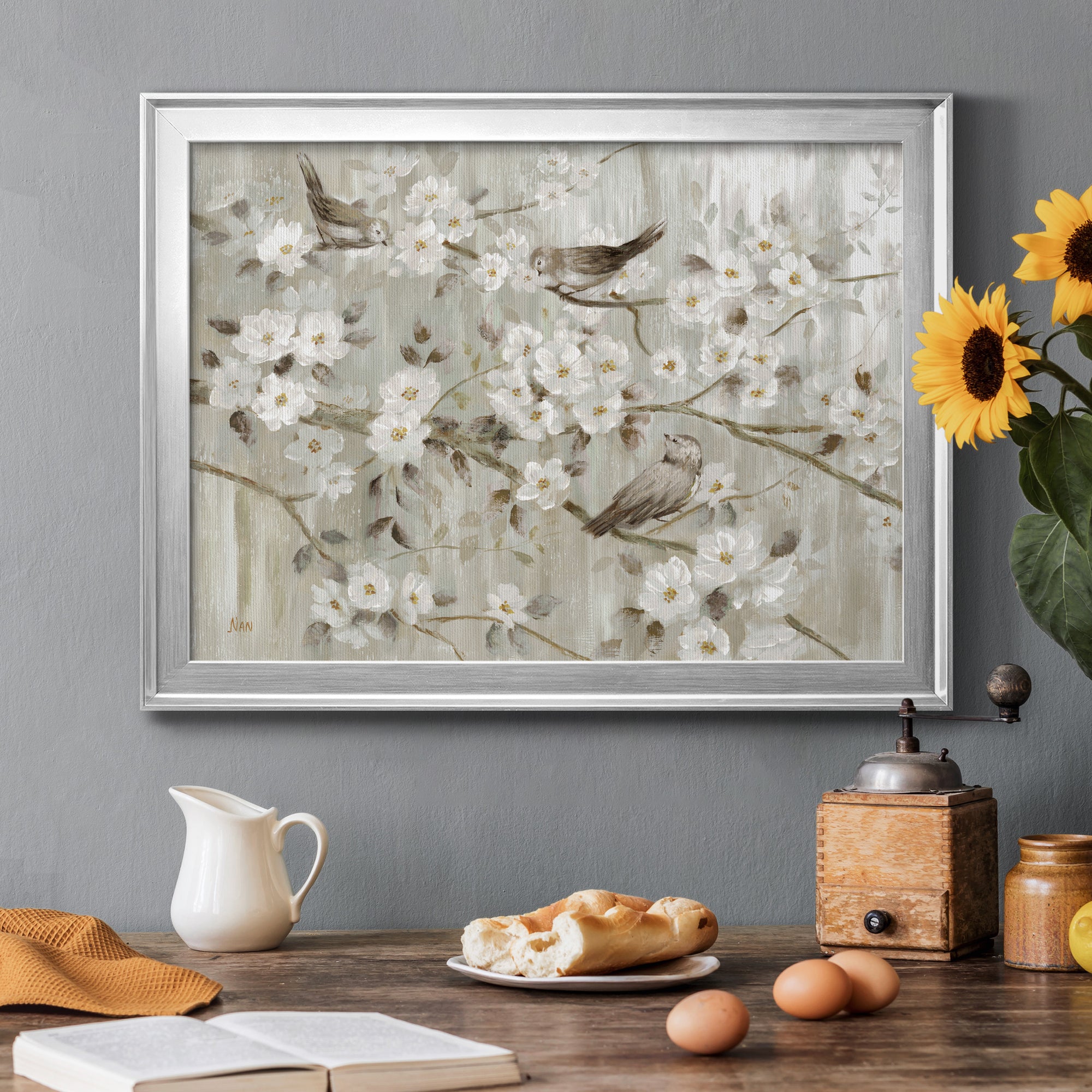 Neutral Spring Birds Premium Classic Framed Canvas - Ready to Hang