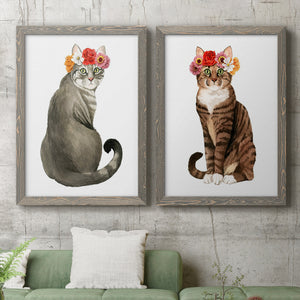 Flower Crown Cats I - Premium Framed Canvas 2 Piece Set - Ready to Hang