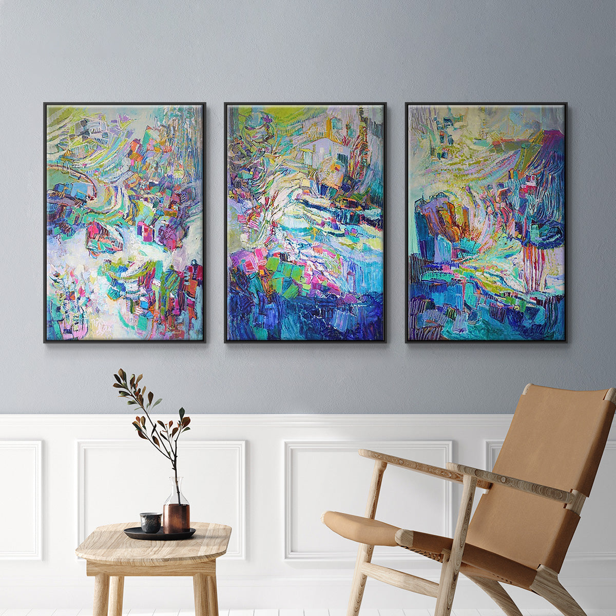 Gathering up the Goddess I - Framed Premium Gallery Wrapped Canvas L Frame 3 Piece Set - Ready to Hang