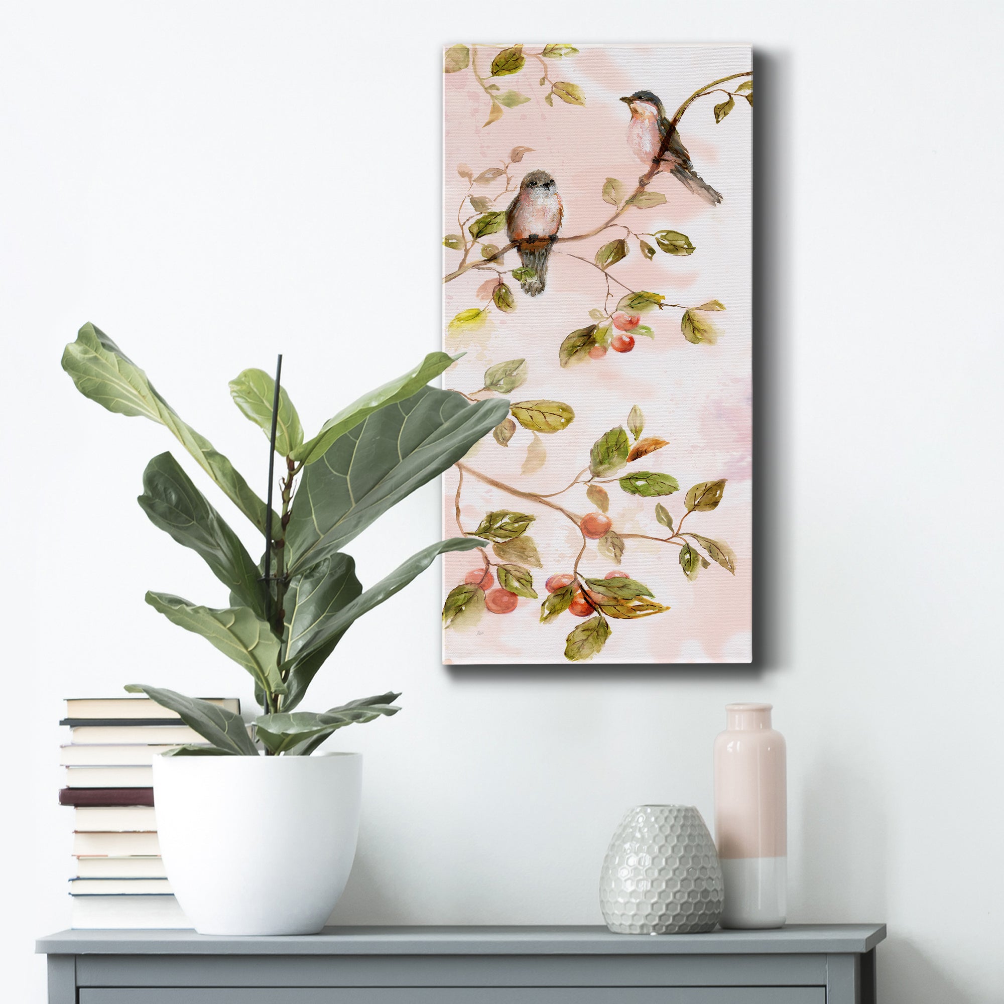 Blushing Birds I - Premium Gallery Wrapped Canvas - Ready to Hang