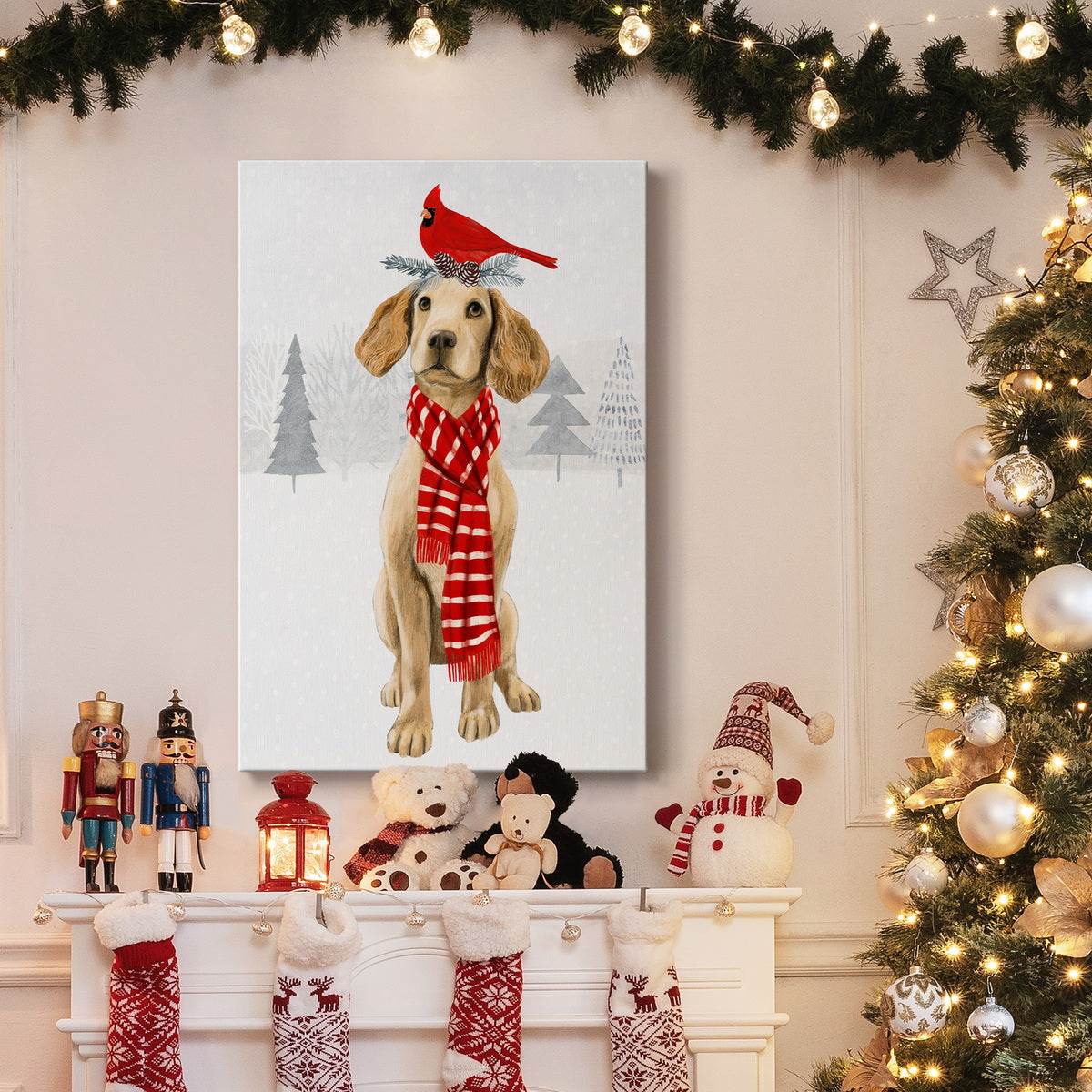 Christmas Cats & Dogs V Premium Gallery Wrapped Canvas - Ready to Hang