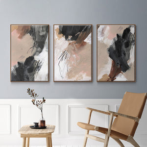 Unbleached Neutrals IV - Framed Premium Gallery Wrapped Canvas L Frame 3 Piece Set - Ready to Hang