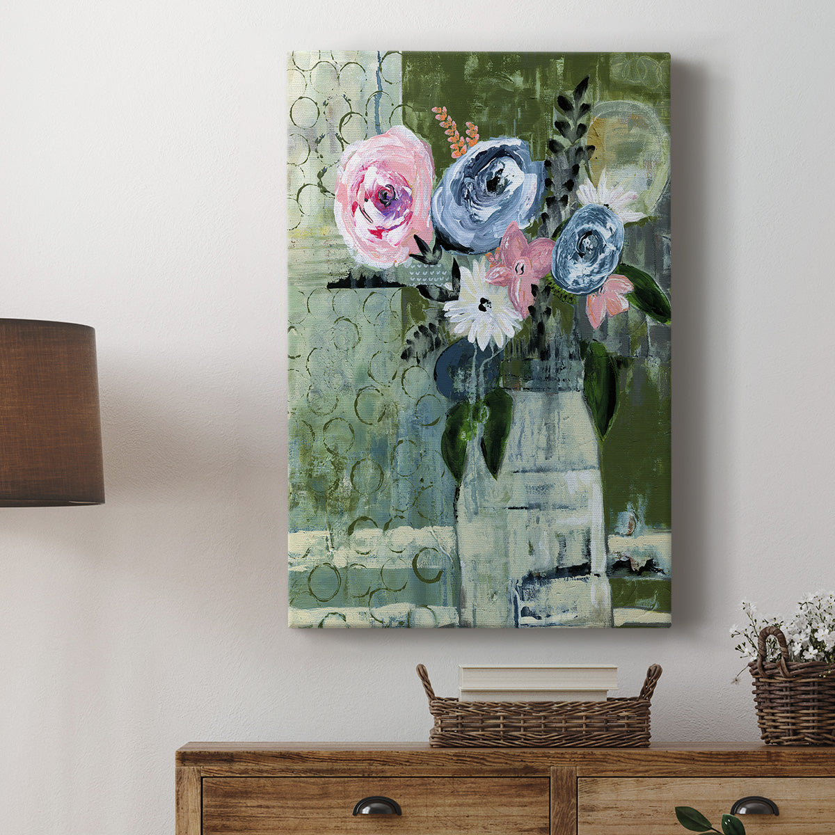 Modern Floral Circle Premium Gallery Wrapped Canvas - Ready to Hang