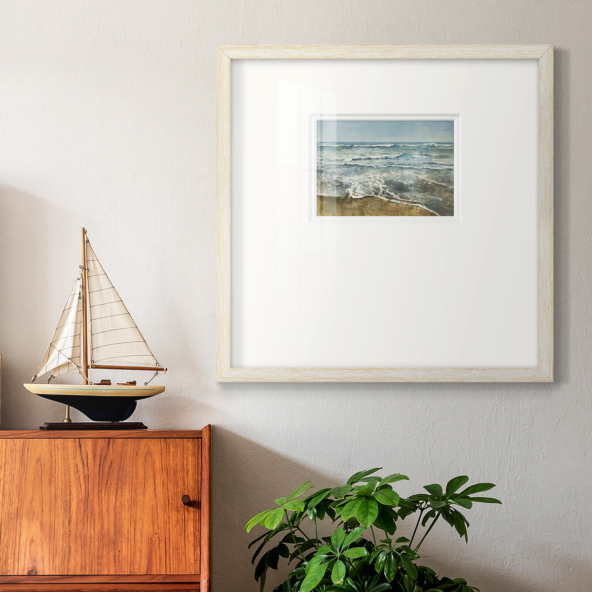 BEACHCOMBING Premium Framed Print Double Matboard