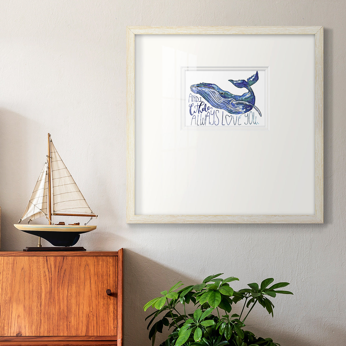Whale Love I Premium Framed Print Double Matboard