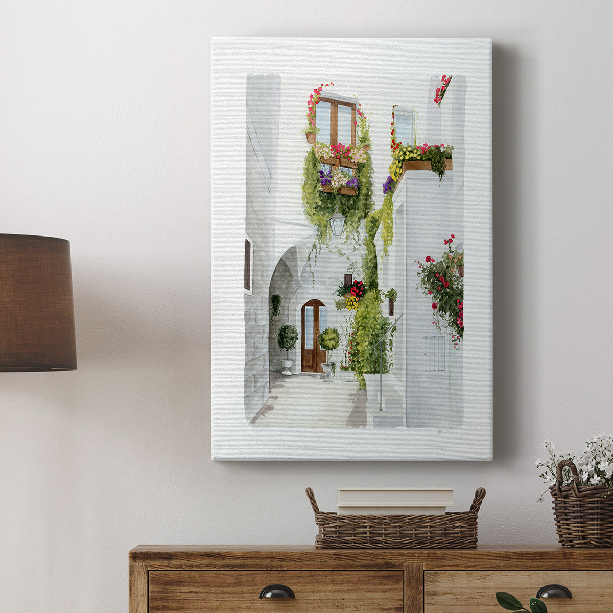 Bougainvilla Alley I Premium Gallery Wrapped Canvas - Ready to Hang