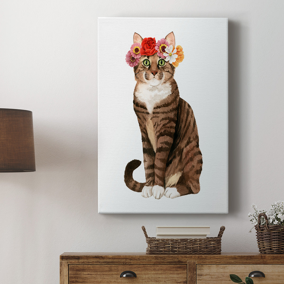 Flower Crown Cats II Premium Gallery Wrapped Canvas - Ready to Hang